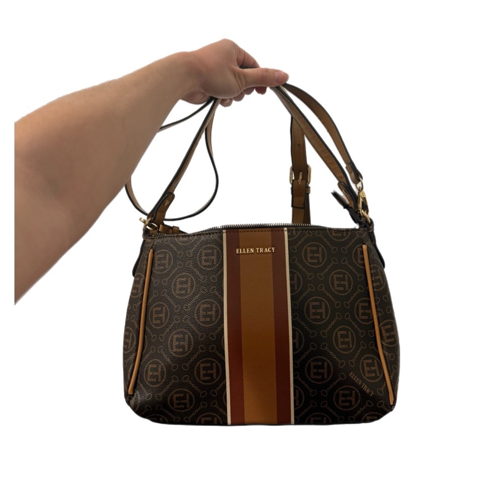 Ellen Tracy Monogrammed Brown Purse With Horse-Bit Detail Ralph Lauren Asthetic
